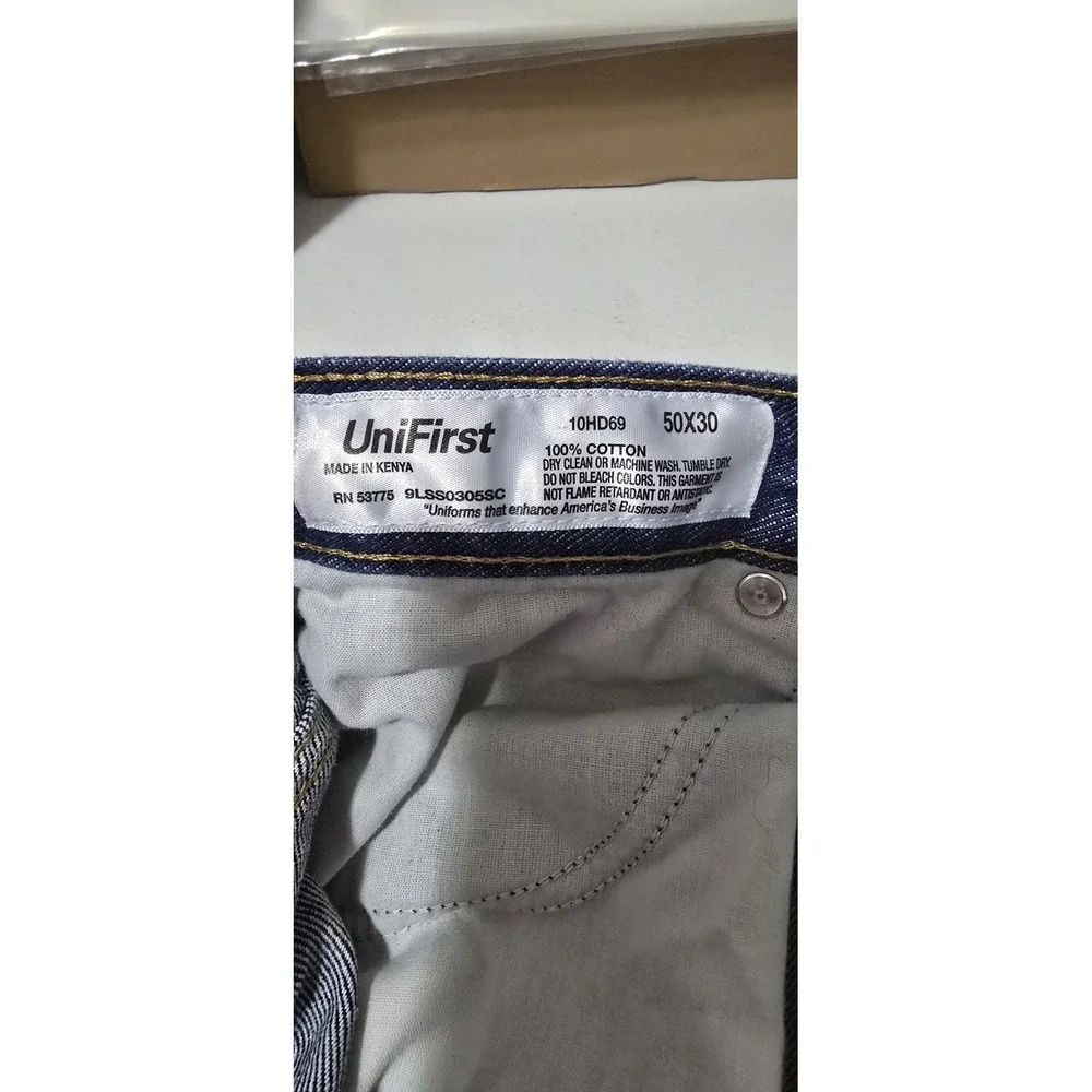 UniFirst Work Pants Jeans Mens 50x30 Dark Wash Uni‎ First - Picture 6 of 7